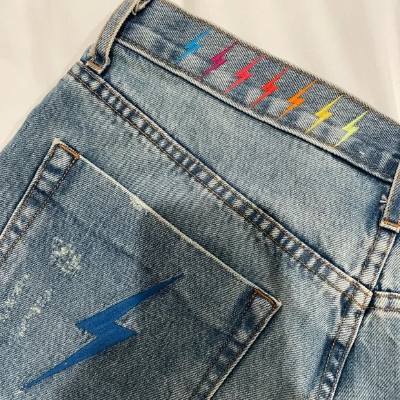 Aviator Nation hi rise rocker live free bolt jean shorts - vintage